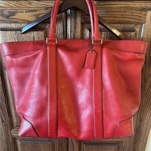 Coach—Vintage Old Coach Red Bleaker Legacy Weekend Leather Tote. No. F1269-70487